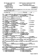 Đề kiểm tra học kỳ I môn Hóa học Lớp 12 - Mã đề 322 - Năm học 2019-2020 - Sở giáo dục và đào tạo Quảng Nam